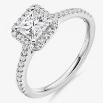 Platinum 0.85ct Princess-Cut Diamond Halo Engagement Ring (M) ENG4038+HENIG