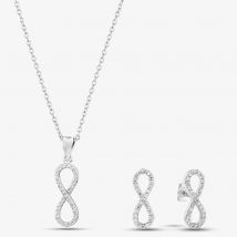 Silver Cubic Zirconia Pave Infinity Jewellery Set