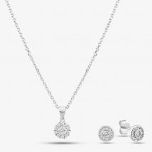 Silver White Crystal Circle Jewellery Set