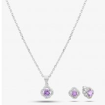 Silver Halo Purple Crystal Jewellery Set
