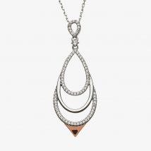 House Of Lor Silver Rose Gold-plated Cubic Zirconia Open Tear Drop Pendant H-40032