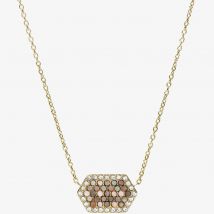 Fossil Val Holiday Sparkles Gold Tone Hexagon Necklace JF03864710