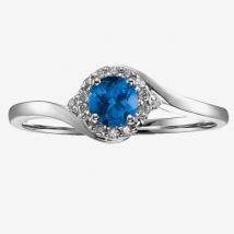 9ct White Gold Sapphire and Diamond Twist Cluster Ring 51Z82WG-10SAPH K