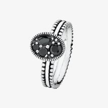 Spinning Silver Stronger Black Cubic Zirconia Marcasite Ring 81313