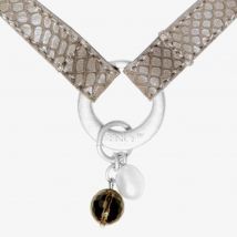 SENCE Arena Brown Leather Quartz FWP Necklace V371