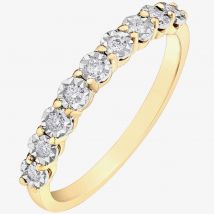 9ct Two Colour Gold 0.15ct Diamond Half Eternity Ring 50L67YW/15-10 L