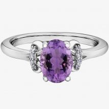 9ct White Gold Amethyst 0.40ct Diamond Ring 52D71WG-10 Q