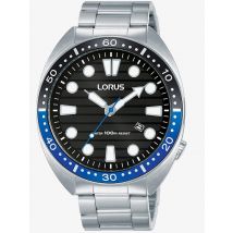 Lorus Mens Sports Black Dial Stainless Steel Bracelet Watch RH921LX9