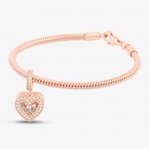 Rosa Lea Double Heart Dangle Charm &amp; Bracelet AM-2THB032006 &amp; AM-2THB013506