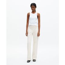 Ecru Cotton Wide-leg Pants For Woman - The Kooples