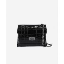 Sac Emily Small Effet Crocodile En Cuir Noir pour Femme - The Kooples