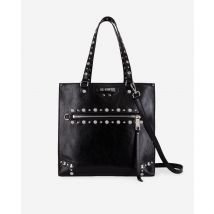 Jill Black Leather Shopping Bag With Studs For Woman - The Kooples