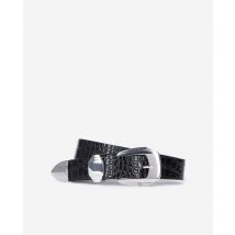 Ceinture En Cuir Noir Effet Crocodile pour Femme - Taille 2 - The Kooples