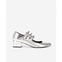 Babies À Talons En Cuir Argenté pour Femme - Taille 36 - The Kooples