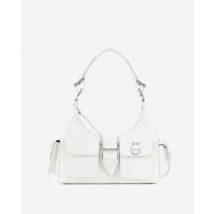 Sac Amelia En Cuir Craquelé Blanc pour Femme - The Kooples