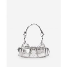Amelia Small Bag In Silver Cracked Leather For Woman - The Kooples