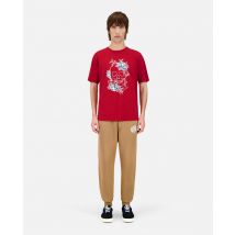 T-shirt Homme Rouge Avec Sérigraphie Flower Skull pour Homme - Taille XS - The Kooples