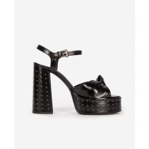 Sandales À Talons Cloutées En Cuir Noir pour Femme - Taille 36 - The Kooples