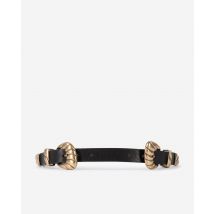 Thin Black Leather Double Buckle Belt For Woman - The Kooples