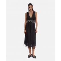 Robe Longue Avec Dentelle Noire pour Femme - Taille 0 - The Kooples