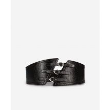Corset Belt In Black Leather With Buckles For Woman - The Kooples