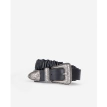 Ceinture Large En Cuir Froncé Noir pour Femme - Taille 1 - The Kooples