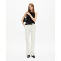 Pantalon Costume Large En Coton Ecru pour Femme - Taille 36 - The Kooples