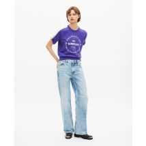 Sweatshirt Manches Courtes Avec Sérigraphie Violet pour Femme - Taille 3 - The Kooples
