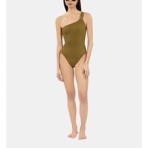 The Kooples X Luz One-piece Asymmetrical Swimsuit Khaki For Woman - The Kooples