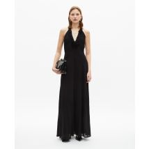 Robe Longue Décolleté Détail Fleur Noire pour Femme - Taille 0 - The Kooples