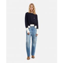 Cardigan En Coton Bleu Marine Et Écru pour Femme - Taille 3 - The Kooples
