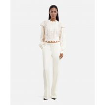 Wide-leg Ecru Tuxedo Pants For Woman - The Kooples