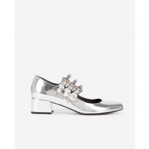 Babies À Talons En Cuir Argenté pour Femme - Taille 39 - The Kooples