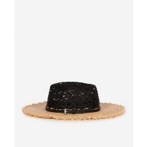 Chapeau En Raphia Noir Et Beige pour Femme - Taille 55/56 - The Kooples