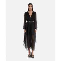 Long Black Pleated Dress For Woman - The Kooples
