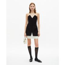 Robe Courte Bustier Bi-matière Noire pour Femme - Taille 0 - The Kooples