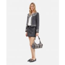 Chaqueta Vaquera Gris Con Tachuelas Y Perlas para Mujer - The Kooples