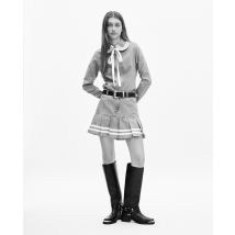 Short Pleated Denim Skirt For Woman - The Kooples