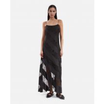Long Black Silk And Lace Babydoll Dress for Woman - The Kooples