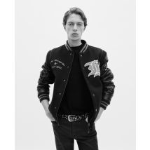 Blouson Varsity En Cuir Noir The Kooples X Schott Nyc pour Homme - Taille L - The Kooples