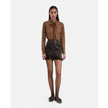 Jupe Courte Style Portefeuille Satinée Noire pour Femme - Taille 2 - The Kooples