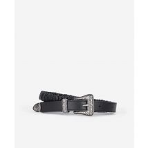 Black Ruched Leather Thin Belt For Woman - The Kooples