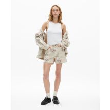 Floral Print Shorts In Beige Denim For Woman - The Kooples