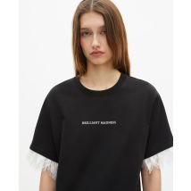 T-shirt Avec Sérigraphie Et Dentelle Noire pour Femme - Taille 2 - The Kooples