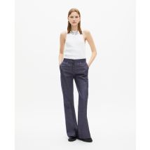 Pantalon Flare En Coton Et Lin Bleu pour Femme - Taille 42 - The Kooples