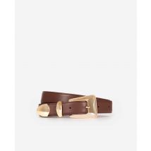 Brown Leather Western Buckle Belt For Woman - The Kooples