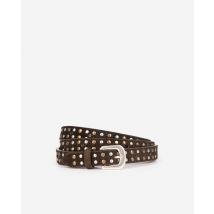 Slim Brown Leather Belt for Woman - The Kooples