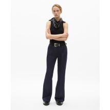 Pantalon Droit En Coton Et Lin Marine pour Femme - Taille 42 - The Kooples