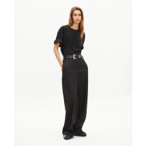 Pantalones Anchos Con Puños Negros para Mujer - The Kooples