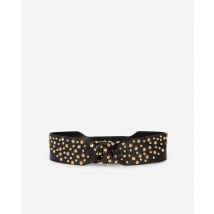 Wide Black Studded Leather Belt For Woman - The Kooples